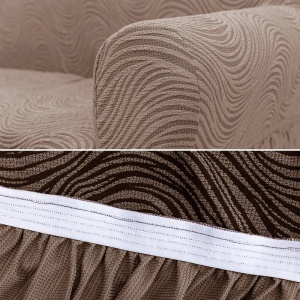 Set 2 Huse elastice pentru fotolii, cu volanas si model Jacquard Cappuccino in dungi - Img 4