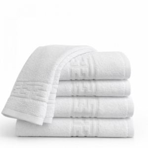 Set 5 Prosoape 70x130 cm Bumbac 500 g/mp Bordura Greceasca, Alb