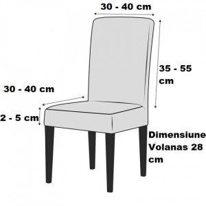 Set 6 huse elastice pentru scaune, cu volanas, model Jacquard Alb in dungi - Img 2
