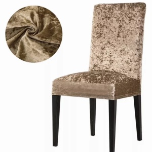 Set 6 huse pentru scaune, elastice si catifelate, culoare Cappuccino
