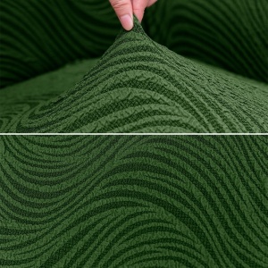 Set huse elastice pentru canapea 3 Locuri si 2 fotolii, cu volanas, model Jacquard Verde in dungi - Img 4