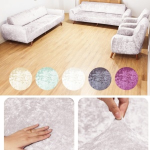 Set huse elastice si catifelate pentru canapea 3 locuri si 2 fotolii, culoare Crem - Img 3