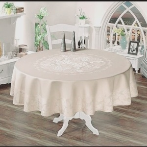 Fata de masa rotunda, teflonata si impermeabila, 160 cm Crem