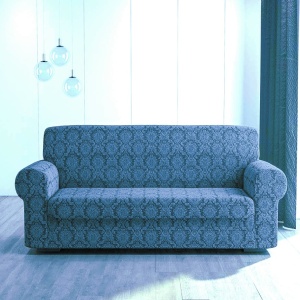 Husa elastica pentru canapea 3 locuri, fara volanas, model Jacquard Cenusiu