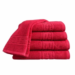 Set 5 Prosoape 50x90 cm Bumbac 500 g/mp Bordura Greceasca, Rosu