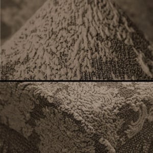 Set 6 huse elastice pentru scaune, cu volanas, model Jacquard Cappuccino - Img 2