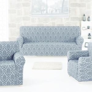 Set huse elastice pentru canapea 3 Locuri si 2 fotolii, fara volanas, model Jacquard Gri