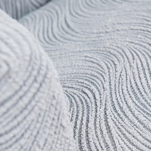 Husa elastica pentru coltar, cu volanas, model Jacquard Gri in dungi - Img 4