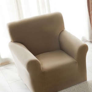Husa elastica si catifelata pentru canapea 3 locuri + fata perna, culoare Bej - Img 7