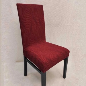 Set 6 huse elastice pentru scaune, model Jacquard, Bordo in dungi
