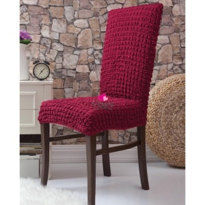 Set 6 huse scaune, creponate si elastice, Bordo