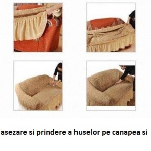 Husa elastica pentru canapea 3 locuri, fara volanas, model Jacquard, Cenusiu - Img 3