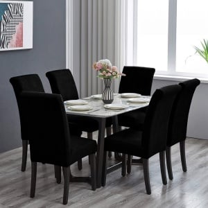 Set 6 huse elastice pentru scaune culoare Negru