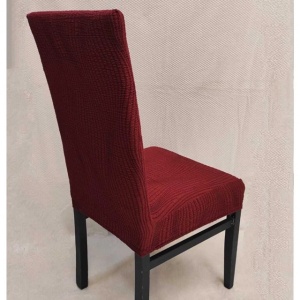 Set 6 huse elastice pentru scaune, model Jacquard, Bordo in dungi - Img 3