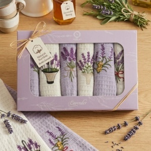 Set 6 prosoape bucatarie din bumbac, 40x60 cm, model Lavanda