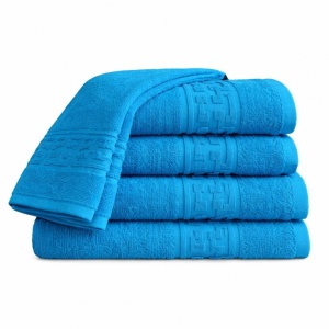 Set 5 Prosoape 50x90 cm Bumbac 500 g/mp Bordura Greceasca, Bleu