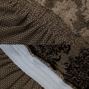 Set 6 huse elastice pentru scaune, cu volanas, model Jacquard Cappuccino - Img 3