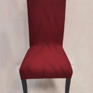 Set 6 huse elastice pentru scaune, model Jacquard, Bordo in dungi - Img 4