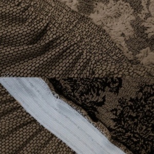 Husa elastica pentru canapea 3 locuri, cu volanas, model Jacquard, Maro Deschis - Img 4