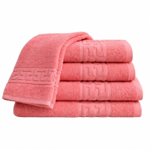 Set 5 Prosoape 50x90 cm Bumbac 500 g/mp Bordura Greceasca, Roz