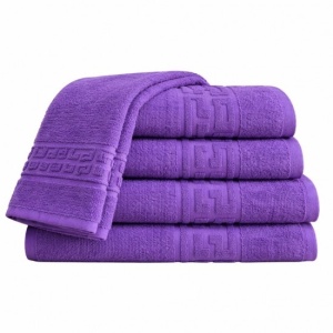 Set 5 Prosoape 70x130 cm Bumbac 500 g/mp Bordura Greceasca, Mov