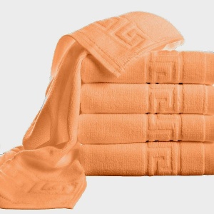 Set 5 Prosoape 70x130 cm Bumbac 500 g/mp Bordura Greceasca, Portocaliu