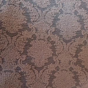 Husa elastica pentru canapea 3 locuri, cu volanas, model Jacquard, Maro Deschis - Img 5