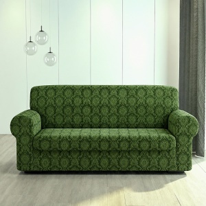 Husa elastica pentru canapea 3 locuri, fara volanas cu model Jacquard Verde