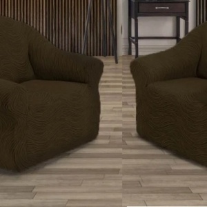 Set 2 huse elastice pentru fotolii, fara volanas, cu model Jacquard Maro in dungi