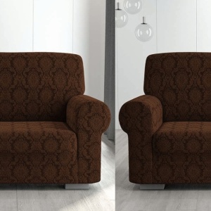 Set 2 huse elastice pentru fotolii, fara volanas, cu model Jacquard Maro