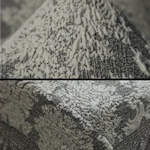 Set 6 huse elastice pentru scaune, cu volanas, model Jacquard Alb - Img 2
