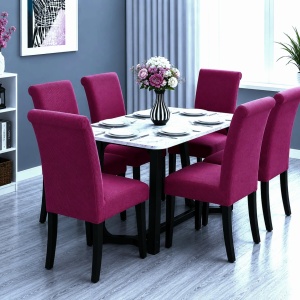 Set 6 huse elastice pentru scaune culoare Siclam