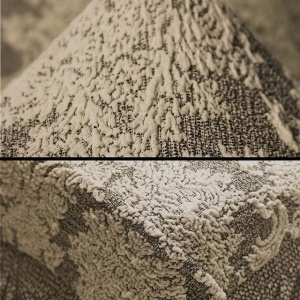 Husa elastica pentru coltar, model Jacquard, cu volanas, culoare Bej - Img 4