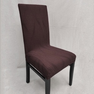 Set 6 huse elastice pentru scaune, model Jacquard, Maro in dungi