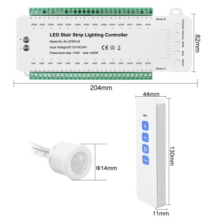 Controler Smart Iluminat Scări 28 Trepte cu telecomandă și 2 senzori - Img 3