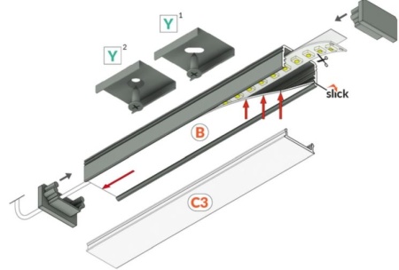 Profil aluminiu aparent UNI14, alb, lungime 2m - Img 4