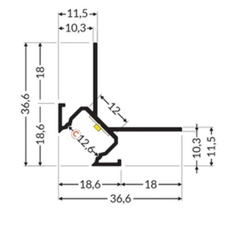 Profil LED încastrat de colț UNI-TILE12 270deg C PLUS, aluminiu anodizat, lungime 2m - Img 2