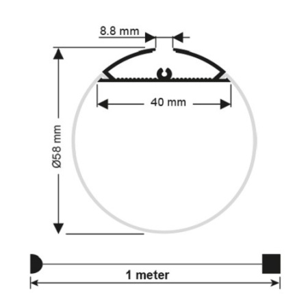 Profil LED suspendat tip A212,cilindric, lungime 2m - Img 2