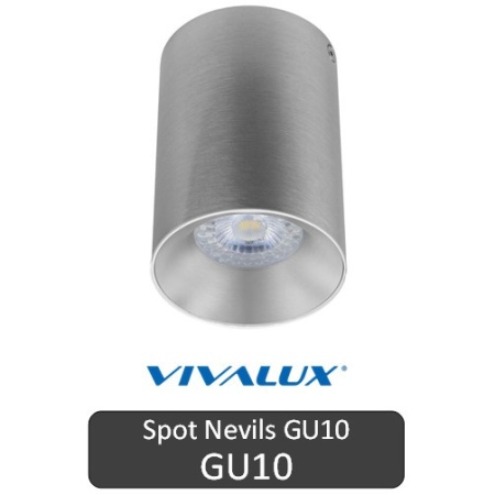 VIVALUX Spot Nevils Rotund Alb/Auminiu/Negru 1XGU10