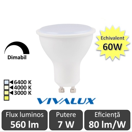 Bec Vivalux LED VOLUX Dimabil GU10 Vivalux 7W