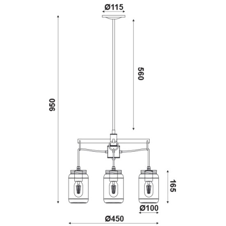 CORP SUSPENDAT ACA LIGHTING EG166603P METAL NEGRU STICLA TRANSPARENTA E27