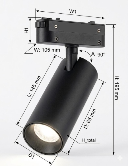 OMNILED SPOT Proiector șina magnetică ultra slim XT 15W 3000K Negru - Img 2