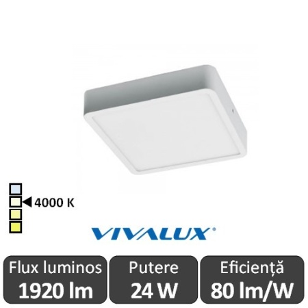 Plafonieră LED Vivalux HUGO LED 24W ALB SAU NEGRU alb-neutru IP44