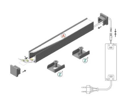 Profil LED aparent SMART 10, aluminiu neanodizat, lungime 2m - Img 4