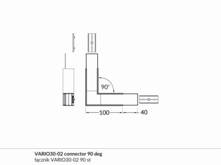 Element colt 90 grade profil LED Vario30-02 -1 bucată