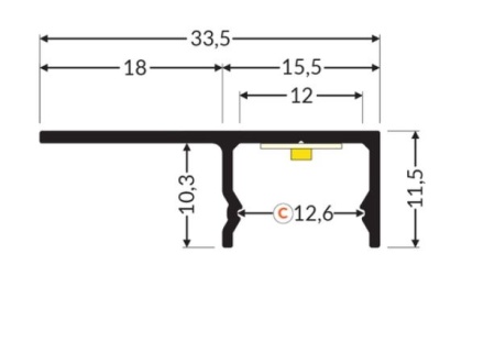 Profil LED încastrat UNI-TILE12 180deg C PLUS, aluminiu anodizat, lungime 2m - Img 4