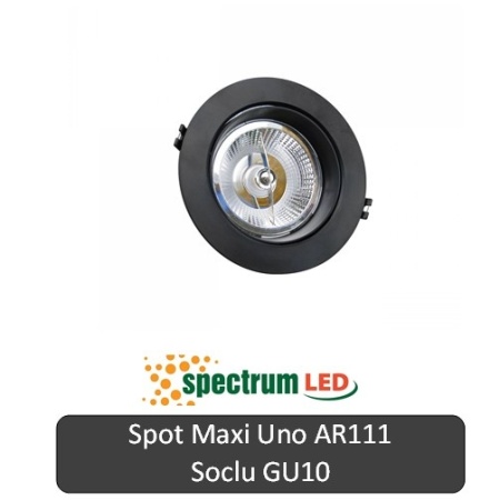 SPECTRUM Spot MAXI UNO 1XAR111 GU10 ramă rotundă neagră orientabilă