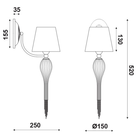 APLICA ACA LIGHTING EG170301WBCH METAL NEGRU MAT TEXTIL NEGRU STICLA TRANSPARENTA LANT NICHEL E14