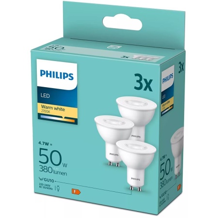 Bec LED Philips - Spot Led 3 x 4.7W GU10 alb-cald - Img 3