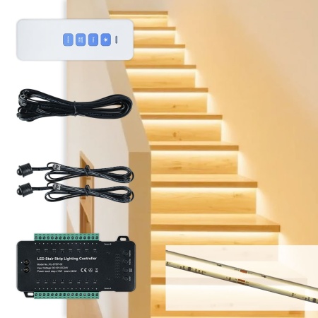 Controler Smart Iluminat Scări Negru 16 Trepte cu telecomandă și 2 senzori - Img 5